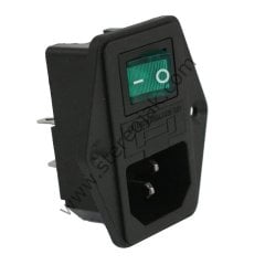 3 Pin Yeşil Işıklı , Kulaklı , Anahtarlı , Sigortalı Power Jak Soket Yuvası ( 1.Sınıf Kalite )