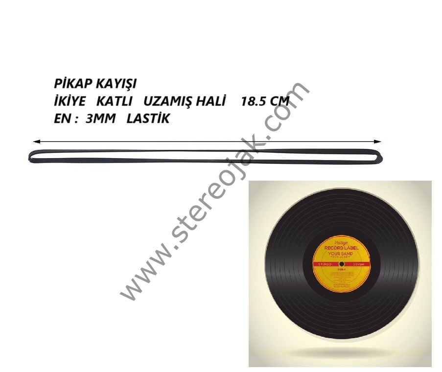 Pikap Kayışı   İkiye katlı    ölçü    18.5 cm   (  EN  : 3MM )