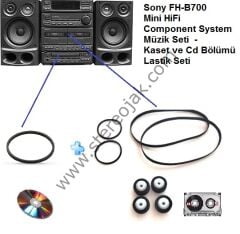 Sony FH-B700    Mini HiFi Component System  Müzik Seti  - Kaset ve Cd Bölümü Komple Lastik Seti