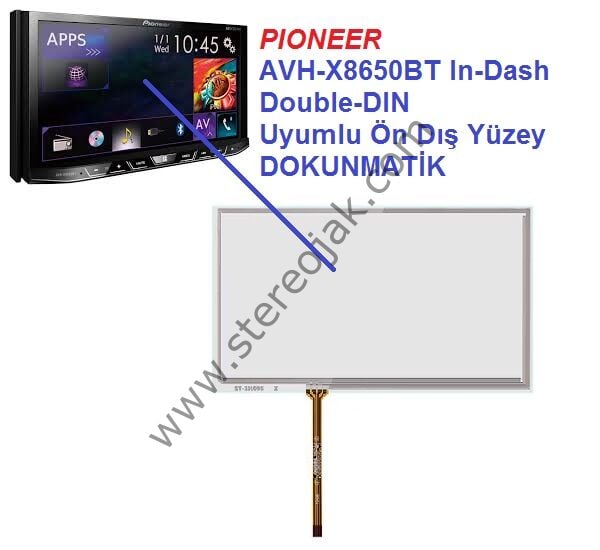 AVH-X8650BT In-Dash Double-DIN Uyumlu Ön Dış Yüzey Dokunmatik Bölüm