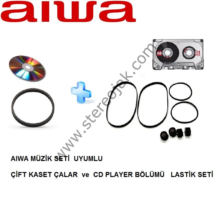 AIWA MÜZİK SETİ  (  ÇİFT KASET  VE CD BÖLÜMÜ )  LASTİK SETİ