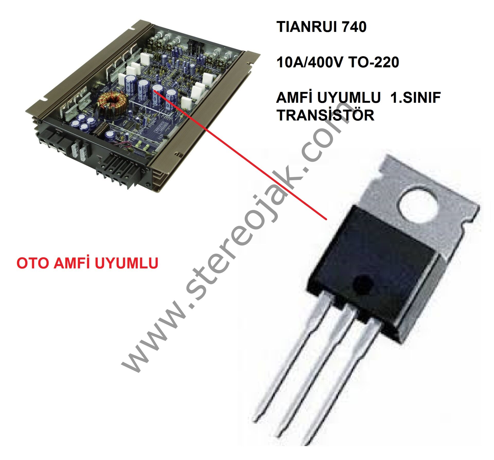 TIANRUI 740                10A/400V TO-220        OTO AMFİ UYUMLU TRANSİSTÖR