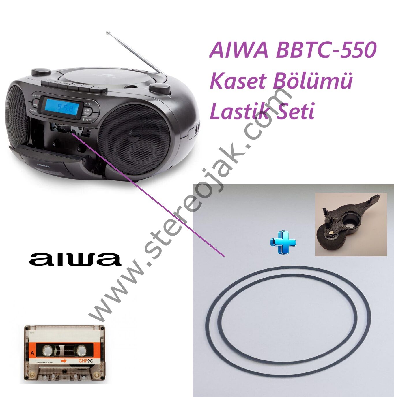 AIWA BBTC-550   Tekli Kaset Mekanik   Bölümü Lastik Seti