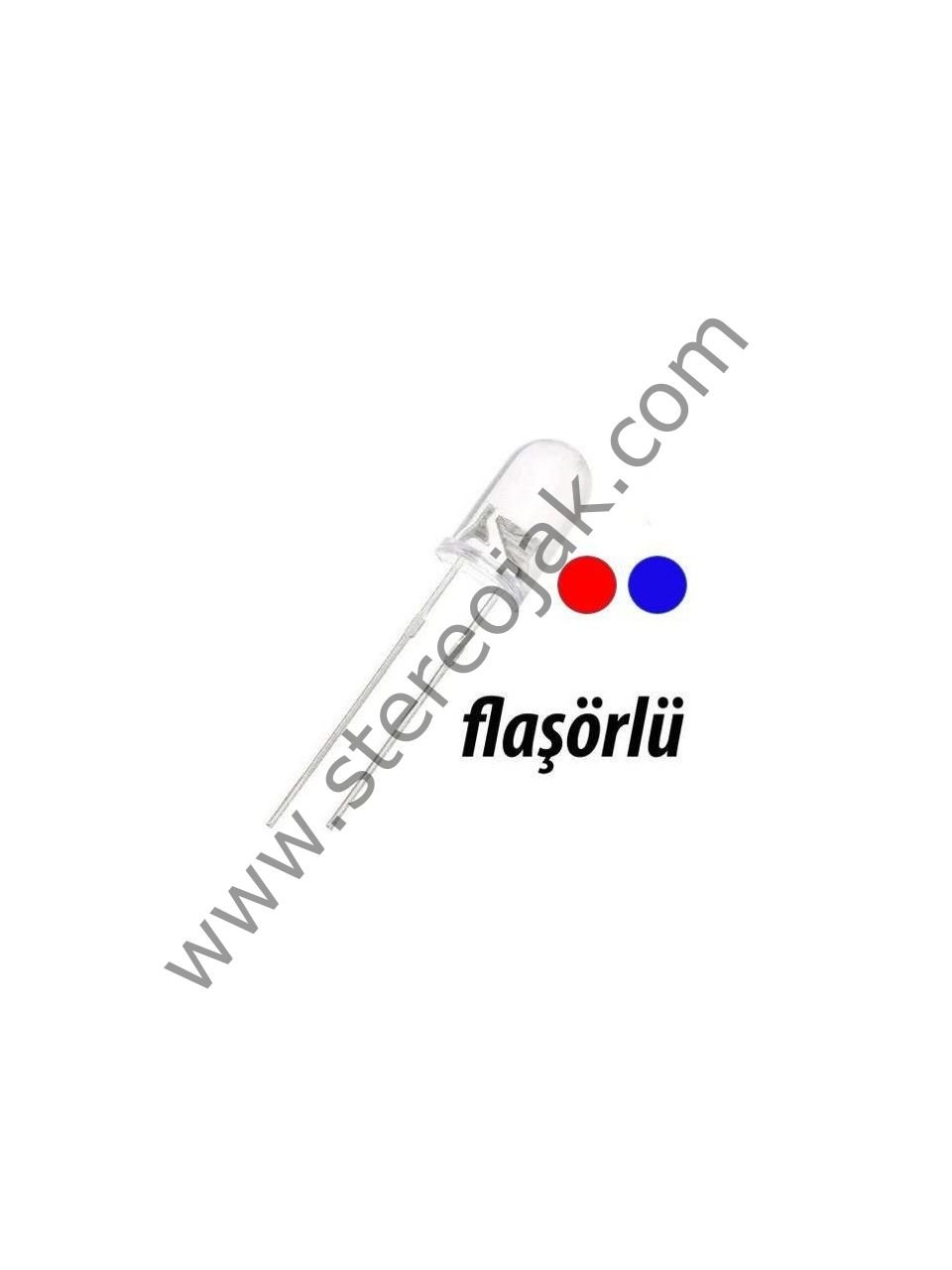 5mm Flaşör Led - Kırmızı - Mavi , 2 Renk  ( Kırmızı ve Mavi Sıra Sıra Yanmaktadır. )