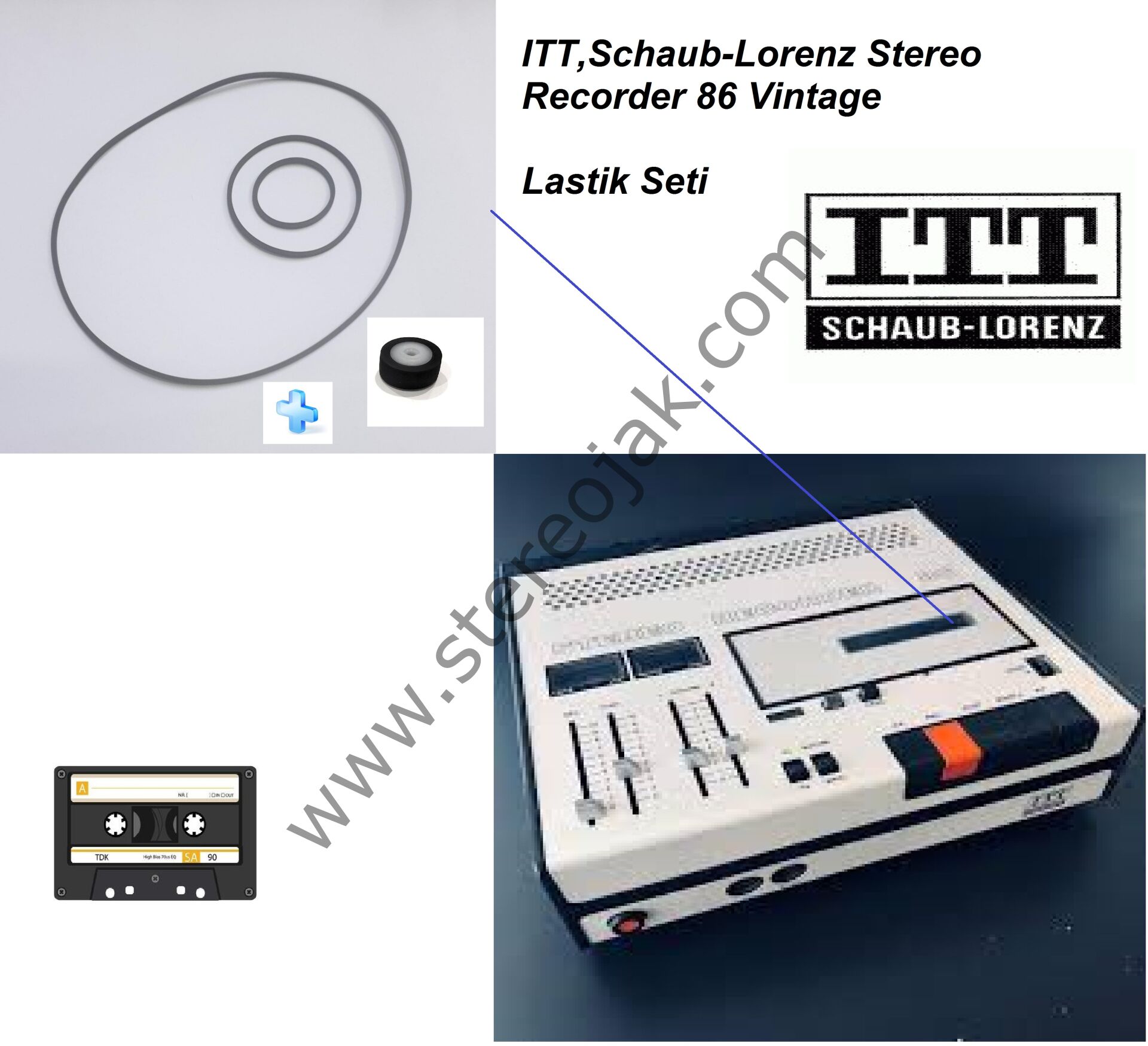 ITT,Schaub-Lorenz Stereo Recorder 86 Vintage  Mekanik Uyumlu Lastik Seti