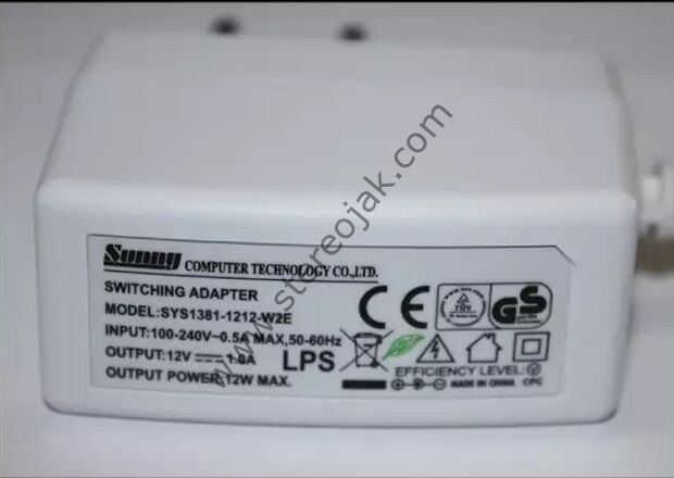 STABILIZED POWER PACK POWER ADAPTER 12V 1A 5.5/2.1 DC SUNNY LED