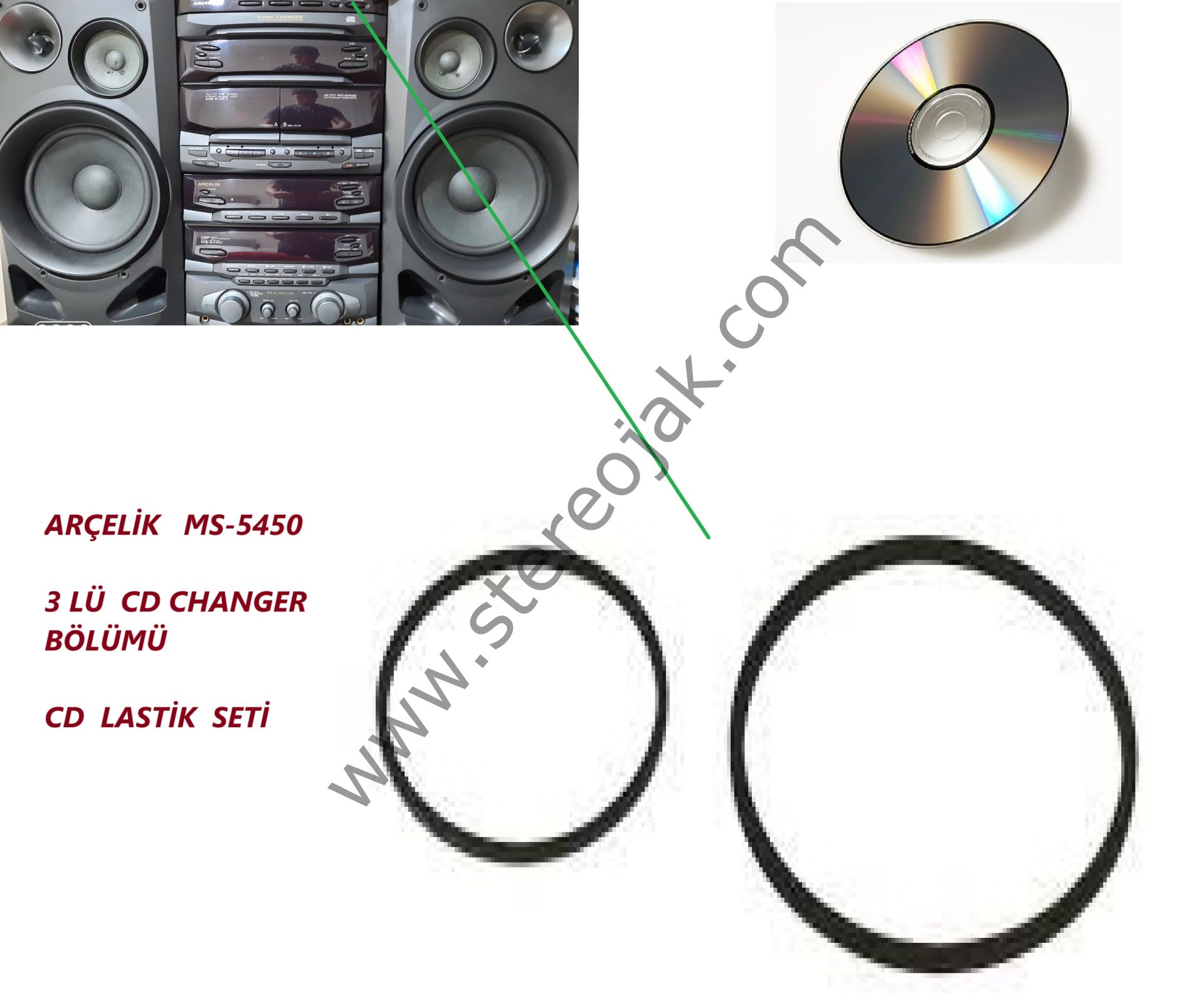 ARÇELİK MS-5450   ( 3LÜ  CD CHANGER  BÖLÜMÜ   UYUMLU   CD   LASTİK SETİ  )