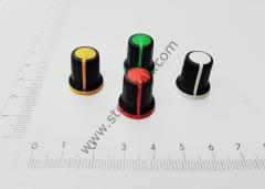 Plastik Pot Düğmesi , Yükseklik 17mm , Taban 15mm , ( 6 mm Pot Millerine uygundur )