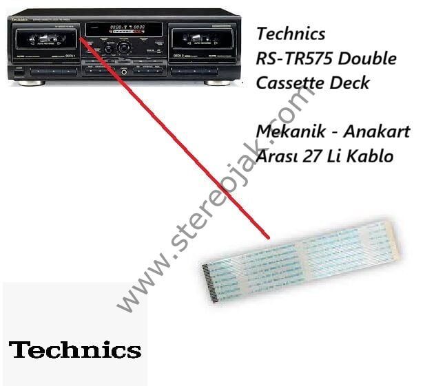 Technics  RS-TR575 Double Cassette Deck  Mekanik - Anakart  Arası 27 Li Kablo