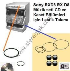 Sony RXD8   RX-D8 Müzik seti  CD ve Kaset Bölümleri için   Lastik  Takımı   (Seçeneklerden bölümünden sipariş oluştura bilirisiniz )