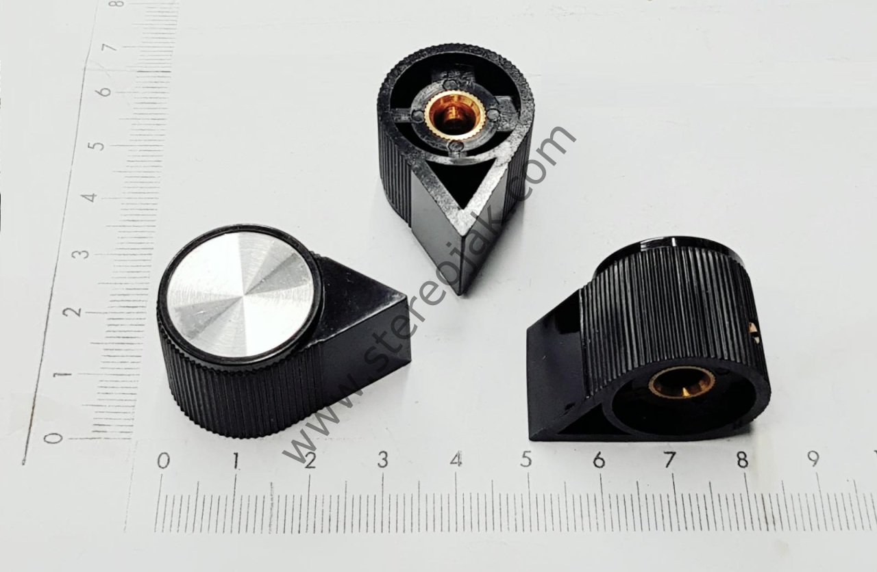 Tepesi Parlak , Vidalı Potans Düğmesi  ( 6mm Pot Düğmelerine Uygundur ) , Yükseklik 20mm , Tabanı 35mm