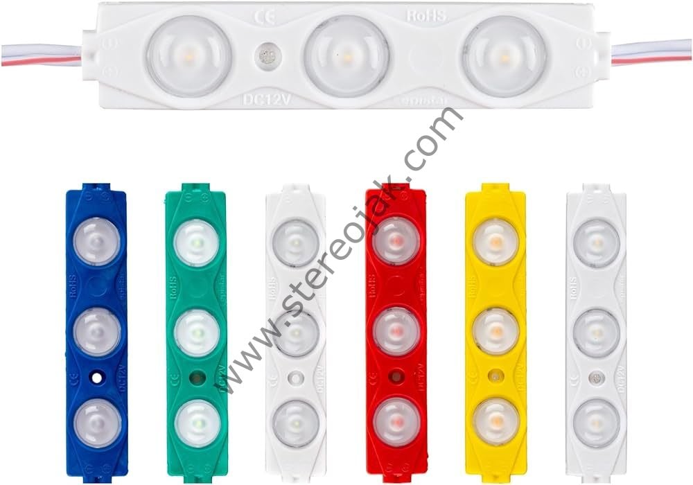24 Volt 1,5 Watt 3'lü Lensli 2835 Reklamcı Modül ( Renk Seçiniz ) Kaliteli