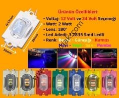 24 Volt 2 Watt Lensli Dar Açılı Modül Led ( Renk Seçiniz )
