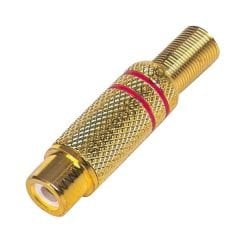 2 Adet Takım RCA DİŞİ GOLD JAK  , TOS FİŞ METAL GOLD  , DİŞİ KONNEKTÖR ( KIRMIZI , SİYAH TAKIM 2 ADET )
