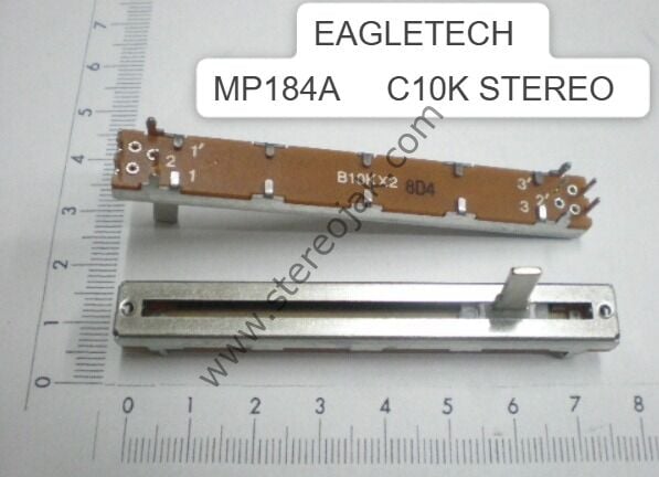 Eagletech MP 184A Power-mixer için sürgülü pot   Stereo C10K      ( On ayaklı )   75MM   10K POT