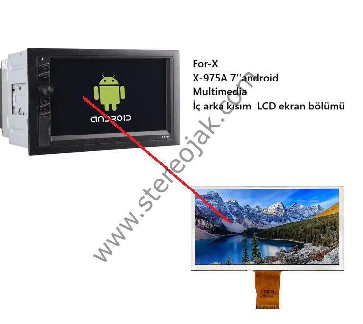 For-X  X-975A 7''android  Multimedia  İç arka kısım  LCD ekran bölümü