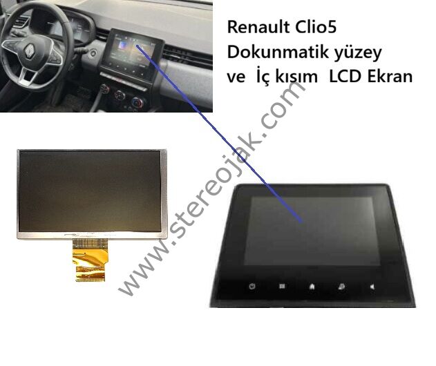 RENAULT CLIO 5   UYUMLU  OEM  YEDEK PARÇA  DOKUNMATİK  ÖN DIŞ  YÜZEY ve İÇİ KISIM LCD EKRAN