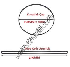 YUV 150X2MM ÇAP : 150MM X 2MM , İkiye Katlı 240MM Lastik