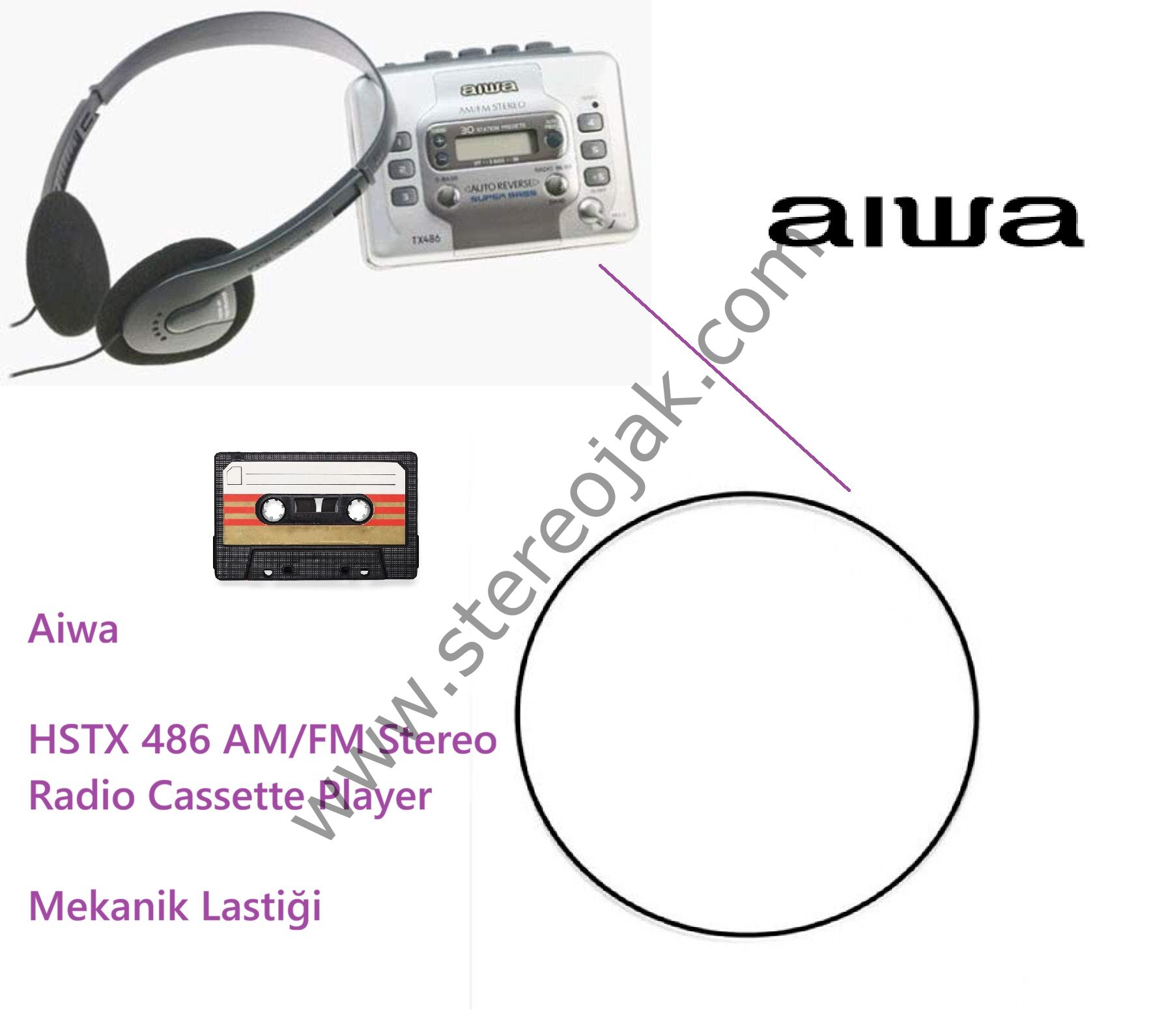 Aiwa HS-TX486    486V     AM/FM Stereo Radio Cassette Player