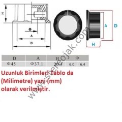 45mm Pot Başı Yandan Sıkmalı Metalik DME-05