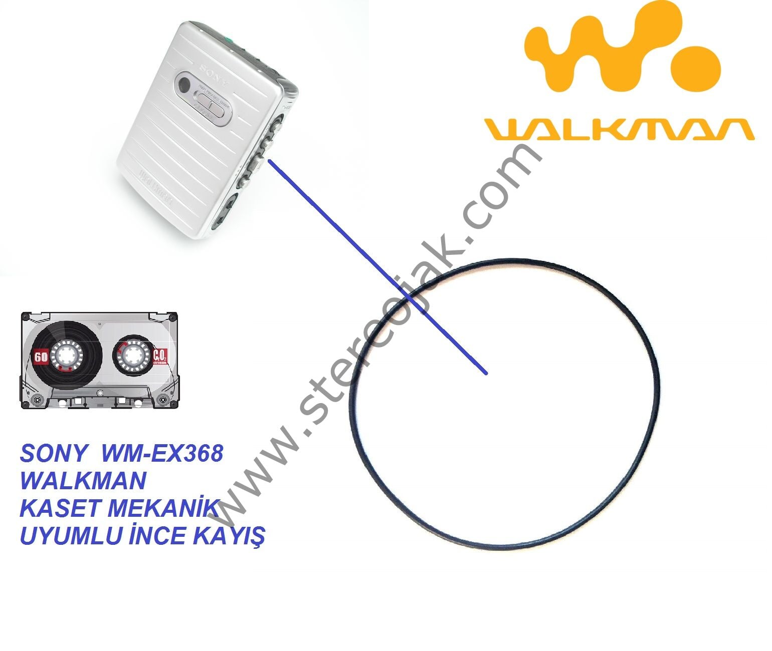 SONY  WM-EX368   WALKMAN  KASET MEKANİK UYUMLU İNCE KAYIŞ
