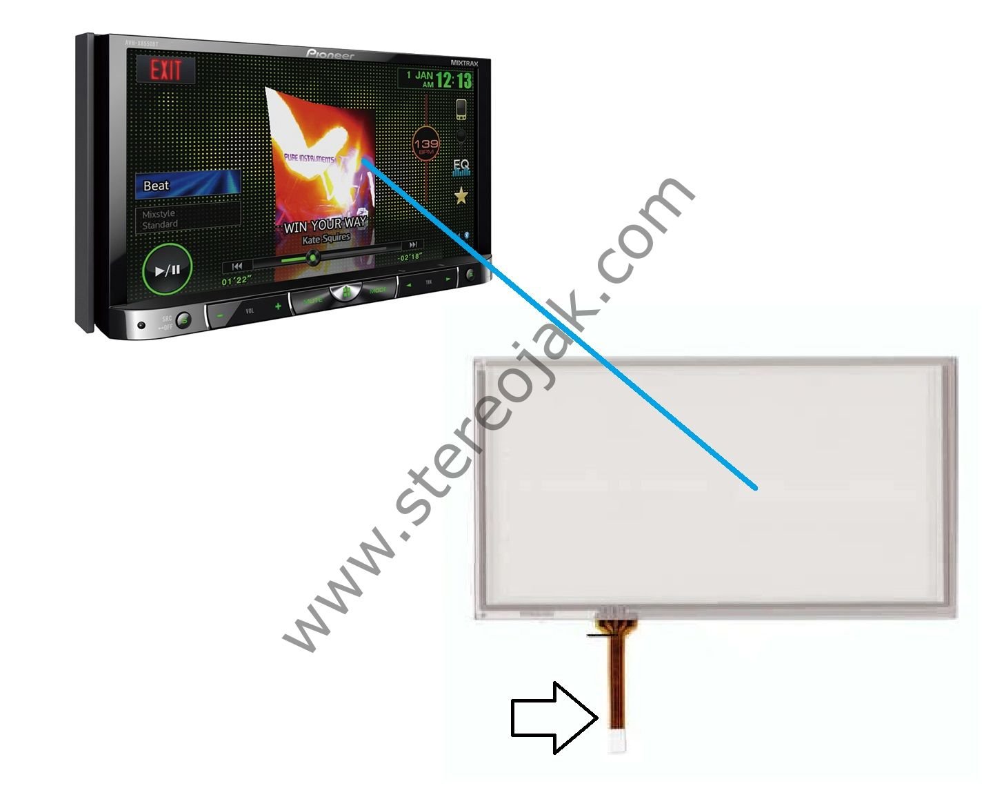 AVH-X8550BT  DIŞ KISIM  DOKUNMATİK  CAMI