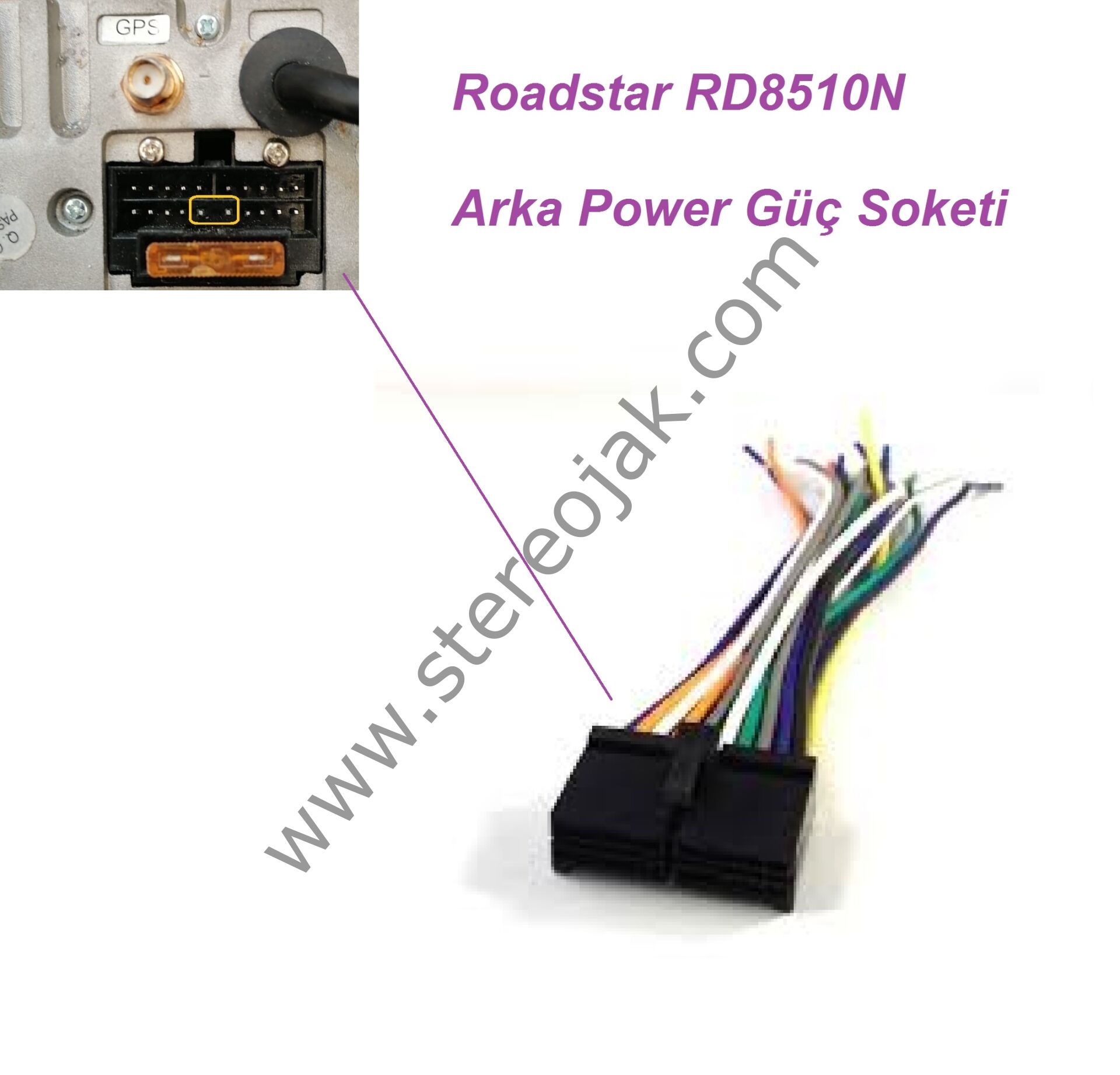 Roadstar RD8510N  Arka Power Güç Soketine Uyumlu Teyp Soketi