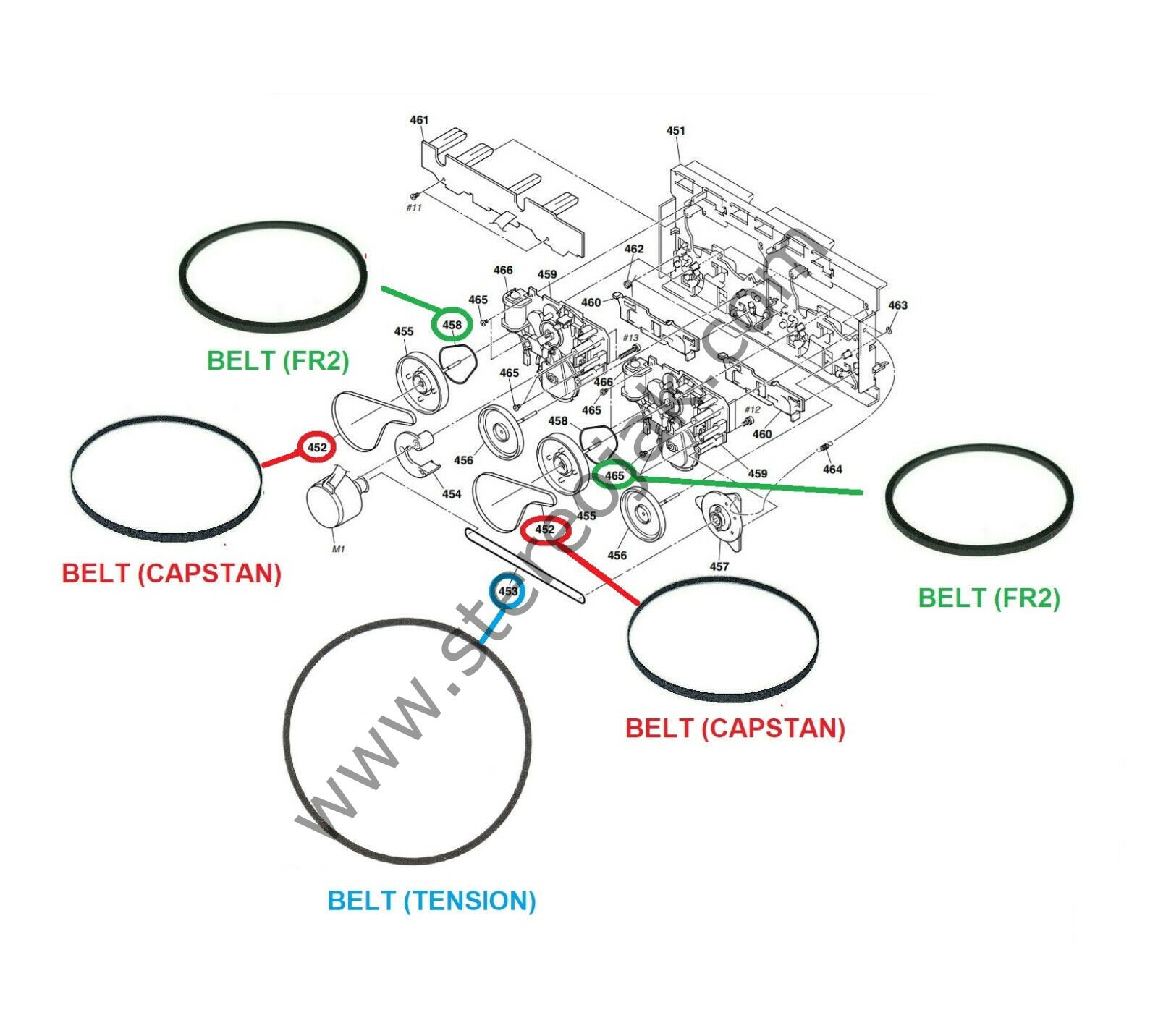 HCD-VR50/VR70     LBT-VR50   KASET BÖLÜMÜ LASTİK SETİ   (  5  Lİ )