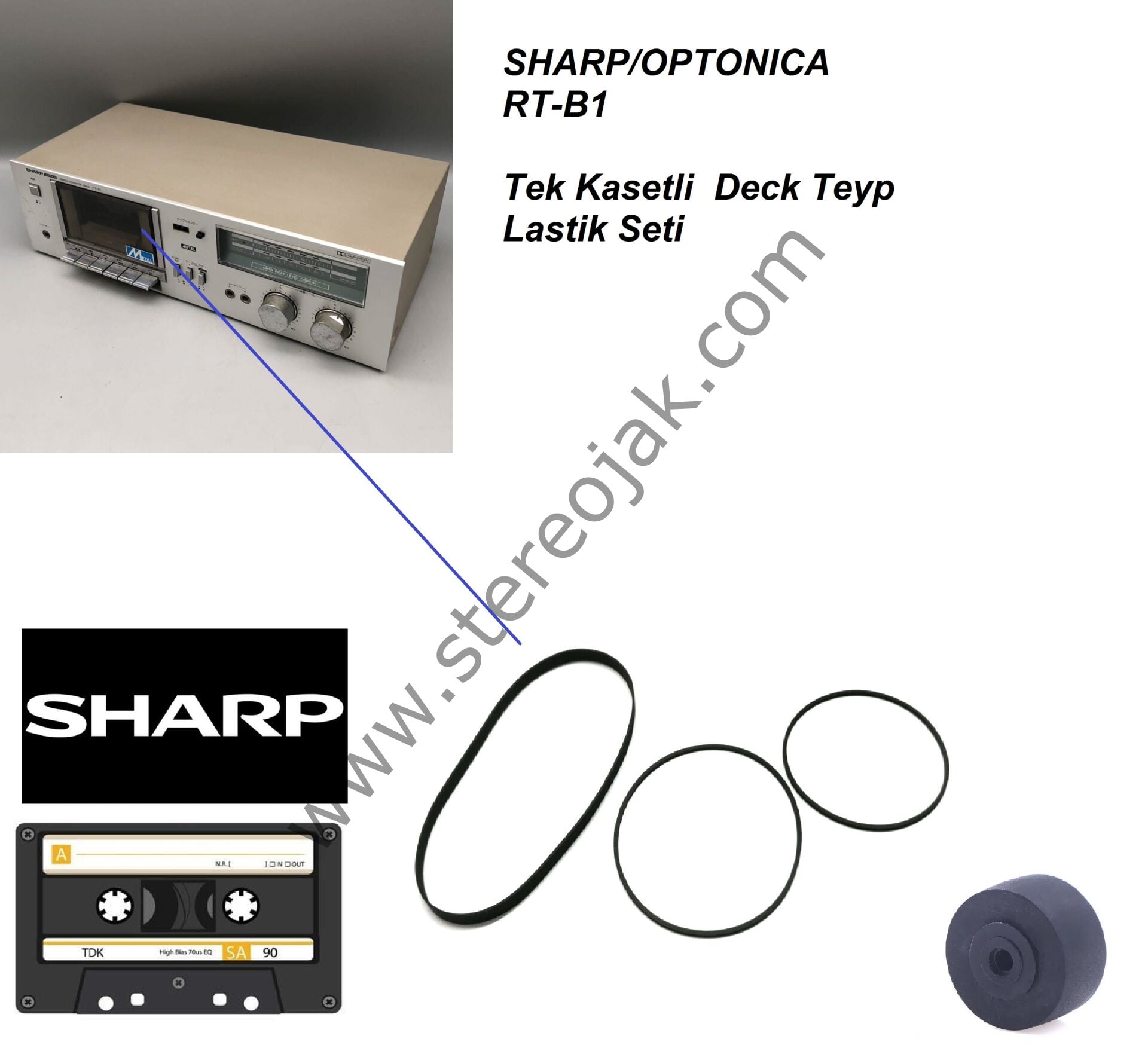 SHARP  VINTAGE  ( SHARP/OPTONICA )     RT-B1  serisi Deck Teyp Lasetik Seti