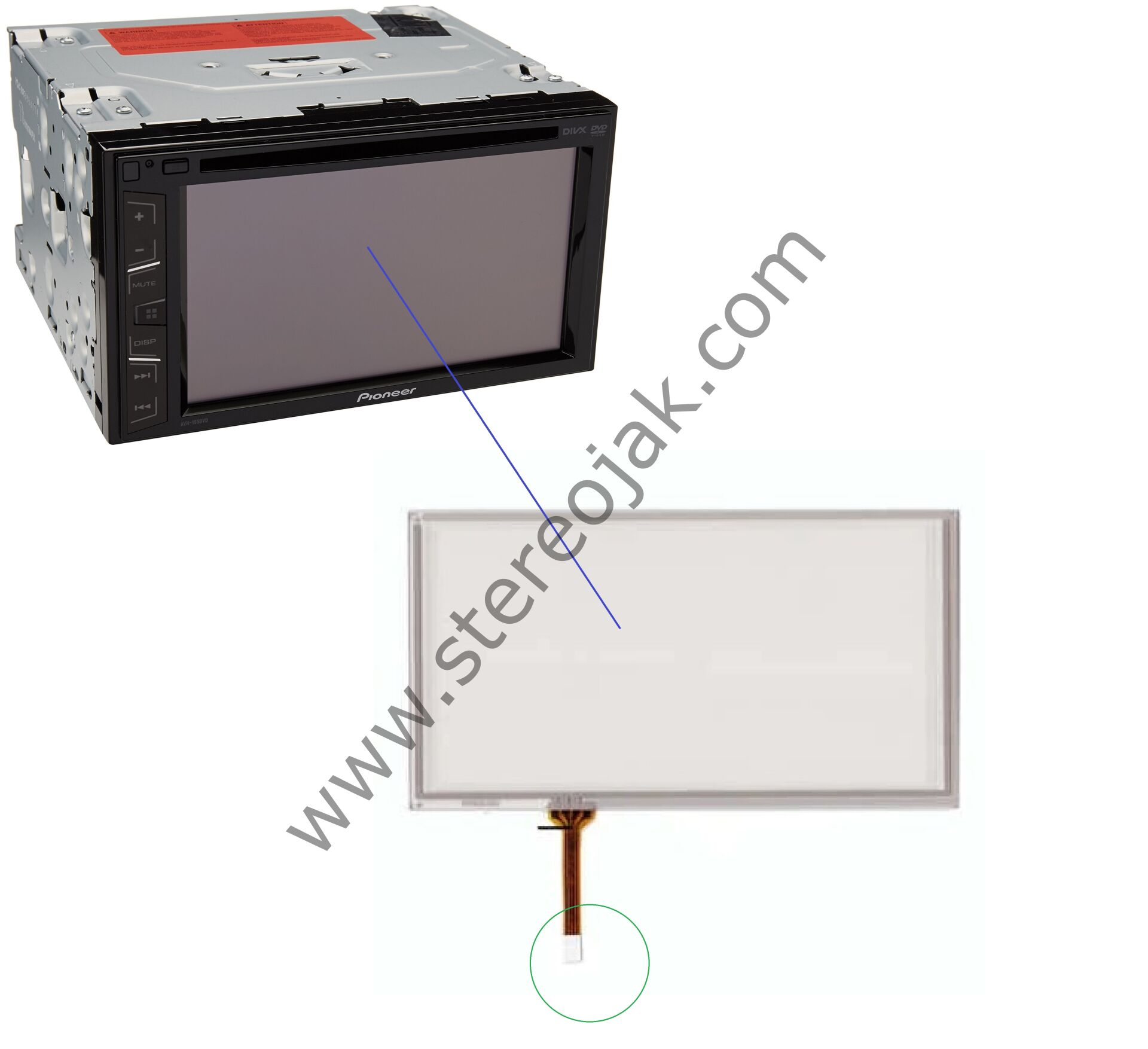 AVH-195DVD    PIONEER  DOUBLE  DIŞ KISIM DOKUNMATİK YÜZEY