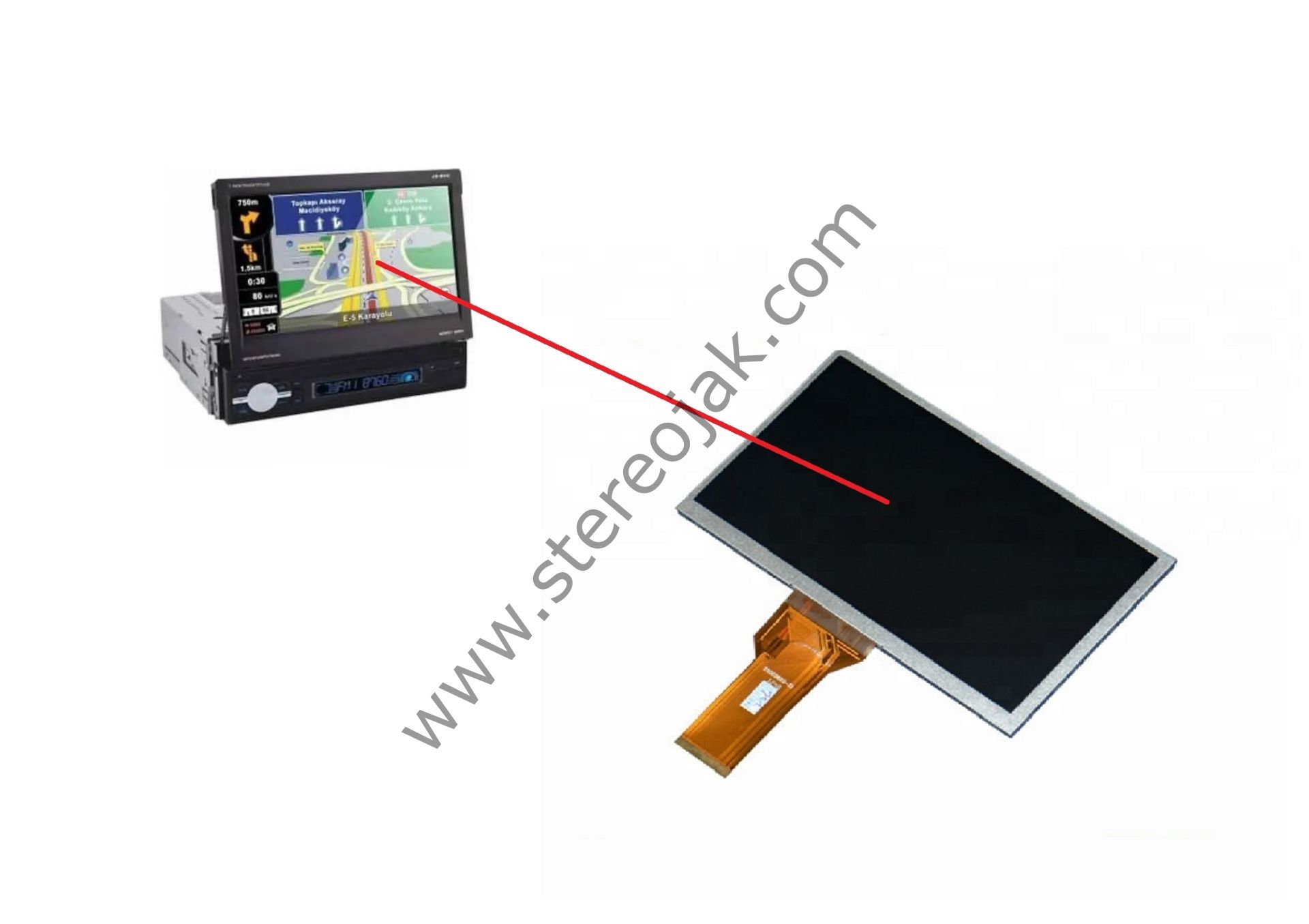 Jameson JS-905 indash     LCD EKRAN    WD070PHT50AE-A1  ( DAR KASA)