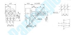 Stereo /Dual /2 Kanal Potansiyometre , Lineer ,  6 Pin , Uzun Mil , Orta Kalite (SEÇENEKLERDEN OHM DEĞERİNİ SEÇİNİZ )