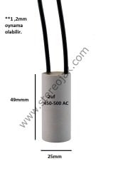 2uF , 450-500ACV Daimi Kondansatör , Kaliteli , Uzun Ömürlü  ( 1 Adet )