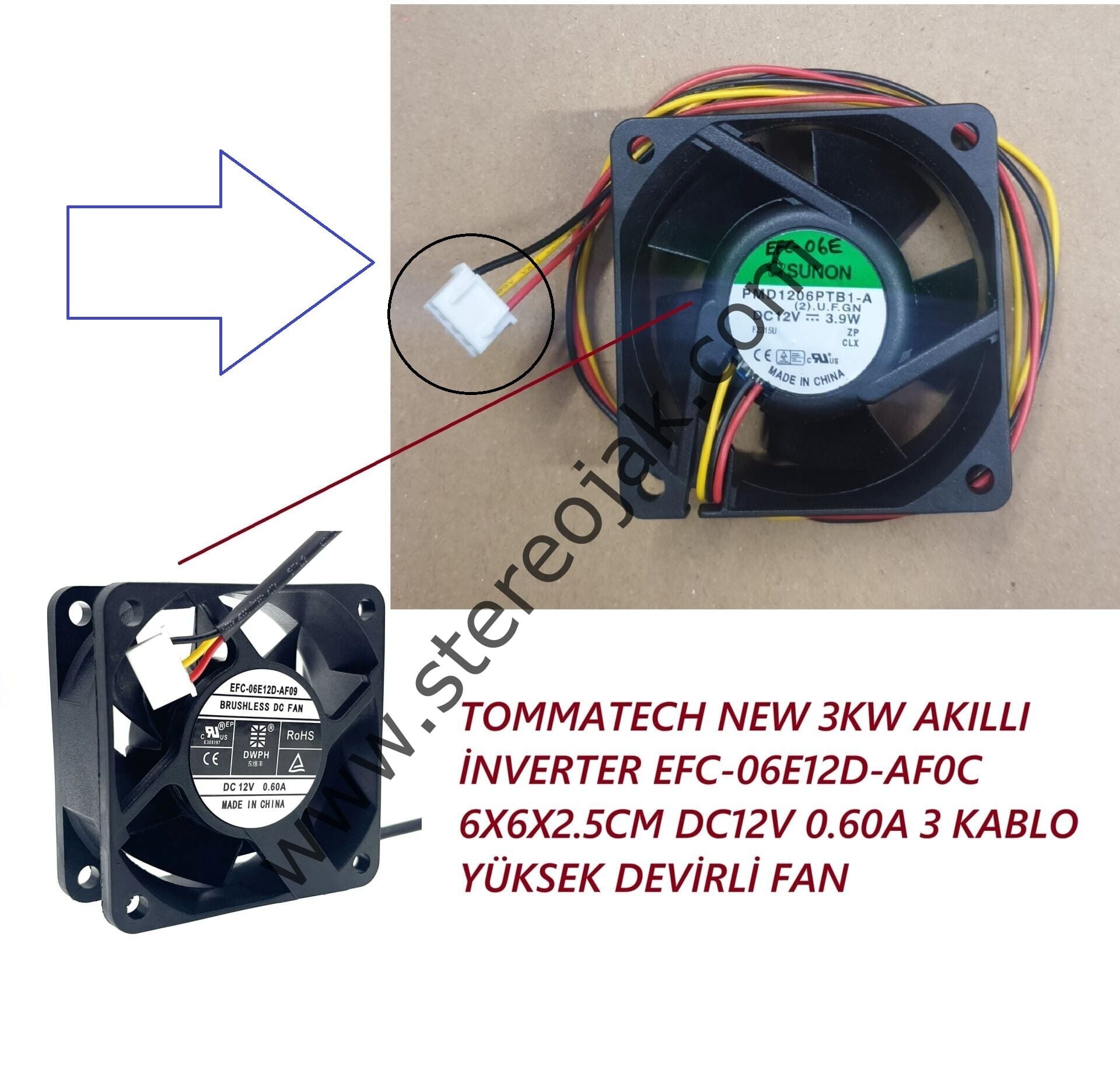 TOMMATECH NEW 3KW  AKILLI İNVERTER   UYUMLU FAN     EFC-06E12D-AF0C  6X6X2.5CM DC12V  0.60A  3  KABLO  YÜKSEK DEVİRLİ  UZUN ÖMÜRLÜ FAN