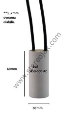 8uF , 450-500ACV Daimi Kondansatör , Kaliteli , Uzun Ömürlü ( 3 Adet )
