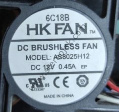 MODEL : AS8025H12  DC12V 0.45A      HK FAN DC BRUSHLESS FAN      ( UYUMLU  UZUN ÖMÜRLÜ MUADİL FAN  ) TUNÇMATİK UYUMLU FAN   ( 4 KABLOLU )