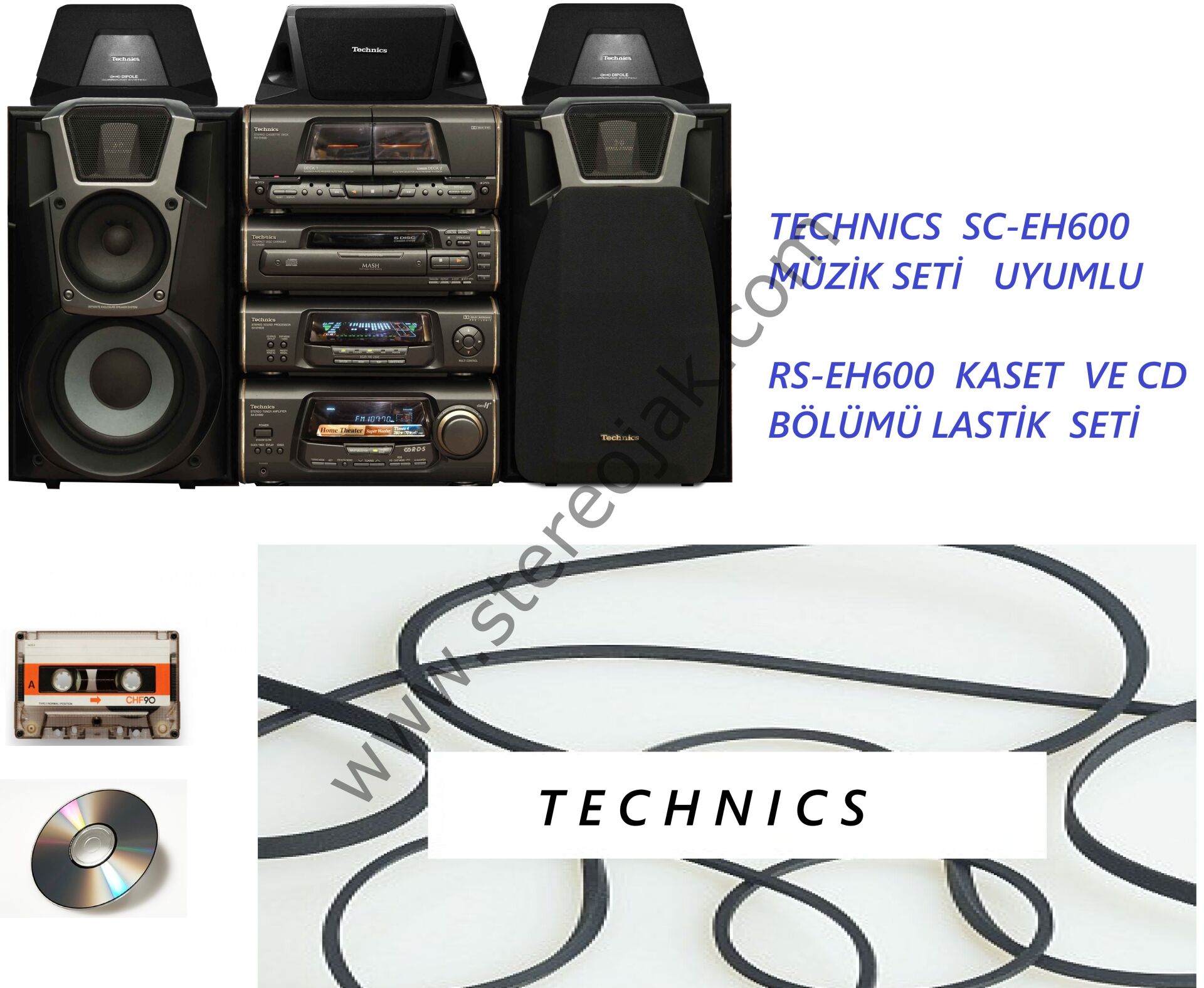 TECHNICS  SC-EH600  MÜZİK SETİ   UYUMLU    RS-EH600  KASET  VE CD BÖLÜMÜ LASTİK  SETİ