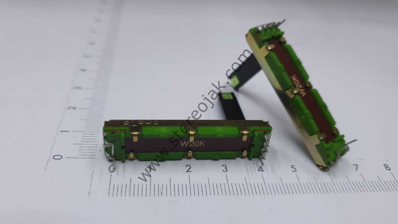 Taiwan 4.5cm  sürgülü potans  b20k     4 + 2   bacak     Led başlıklı sürgülü pot