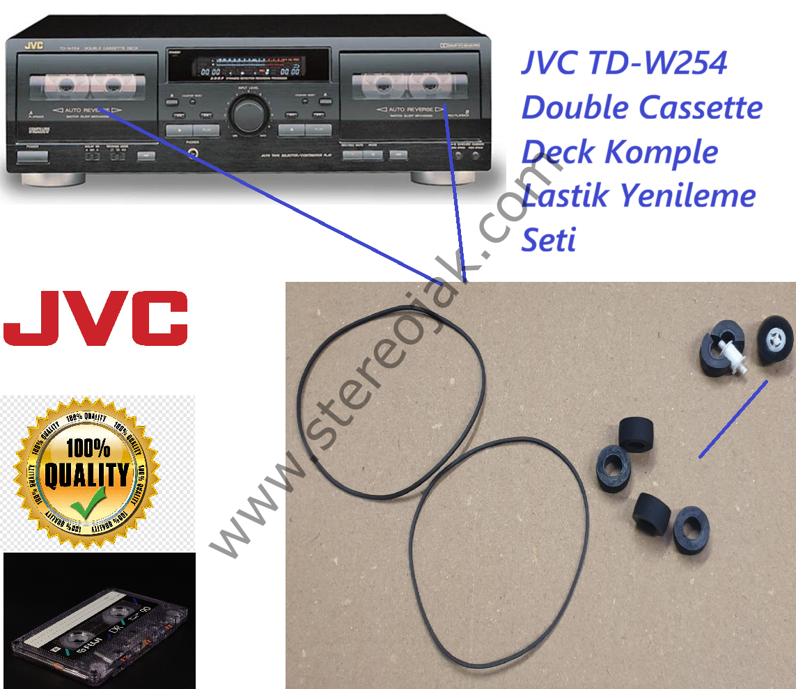 JVC  TD-W254 DOUBLE KASET DEK TEYP KOMPLE LASTİK  YENİLEME SETİ