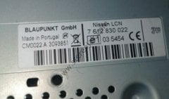 NİSSAN  LCN   OTO TEYP POWER SOKETİ   Nissan LCN   7612830022 Sat Nav Radio System  - BLAUPUNKT CM0022 A    NİSSAN PART NO : 25915BH10C