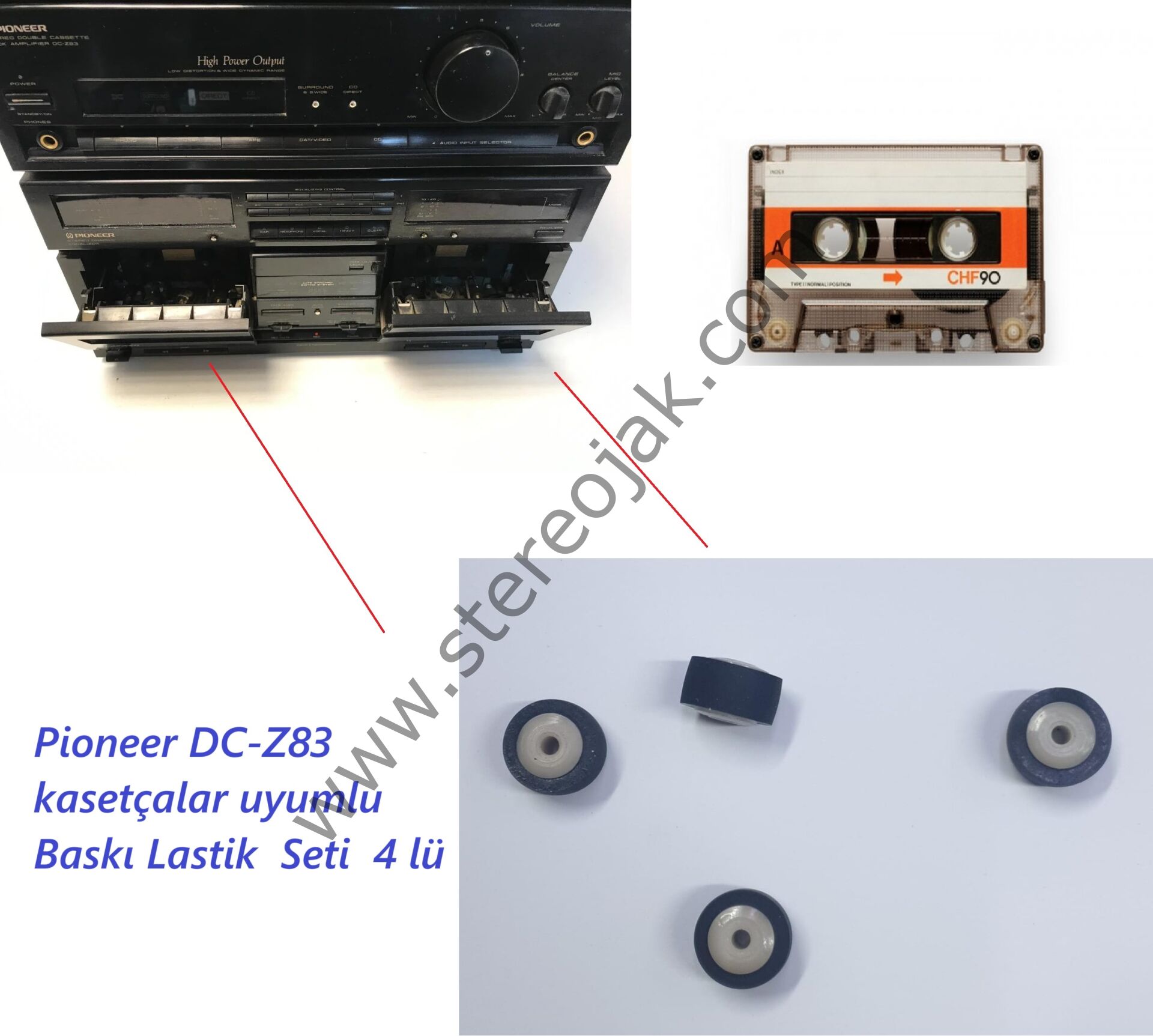 Pioneer DC-Z83 kasetçalar uyumlu Baskı Lastik  Seti  4 lü