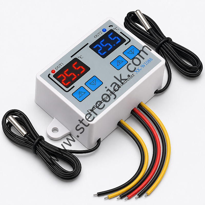 XK-W1088 İkili Dijital Sıcaklık Kontrollü Termostat - 220V/AC 1500W