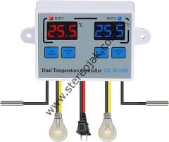 XK-W1088 İkili Dijital Sıcaklık Kontrollü Termostat - 220V/AC 1500W