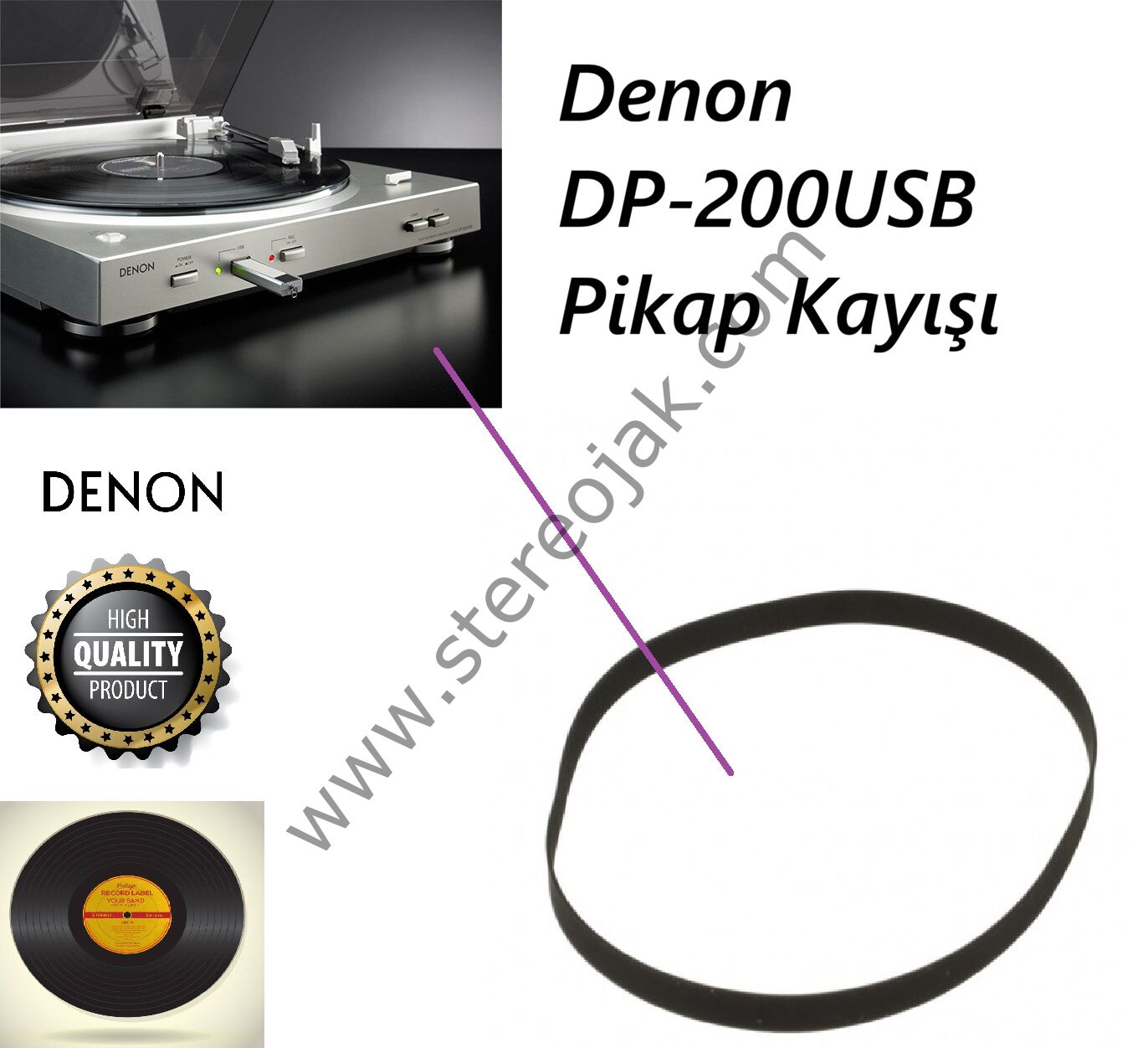 Denon DP-200USB Tam Otomatik Plak Çalar uyumlu   Lastik  ( Denon Pikap Kayışı )