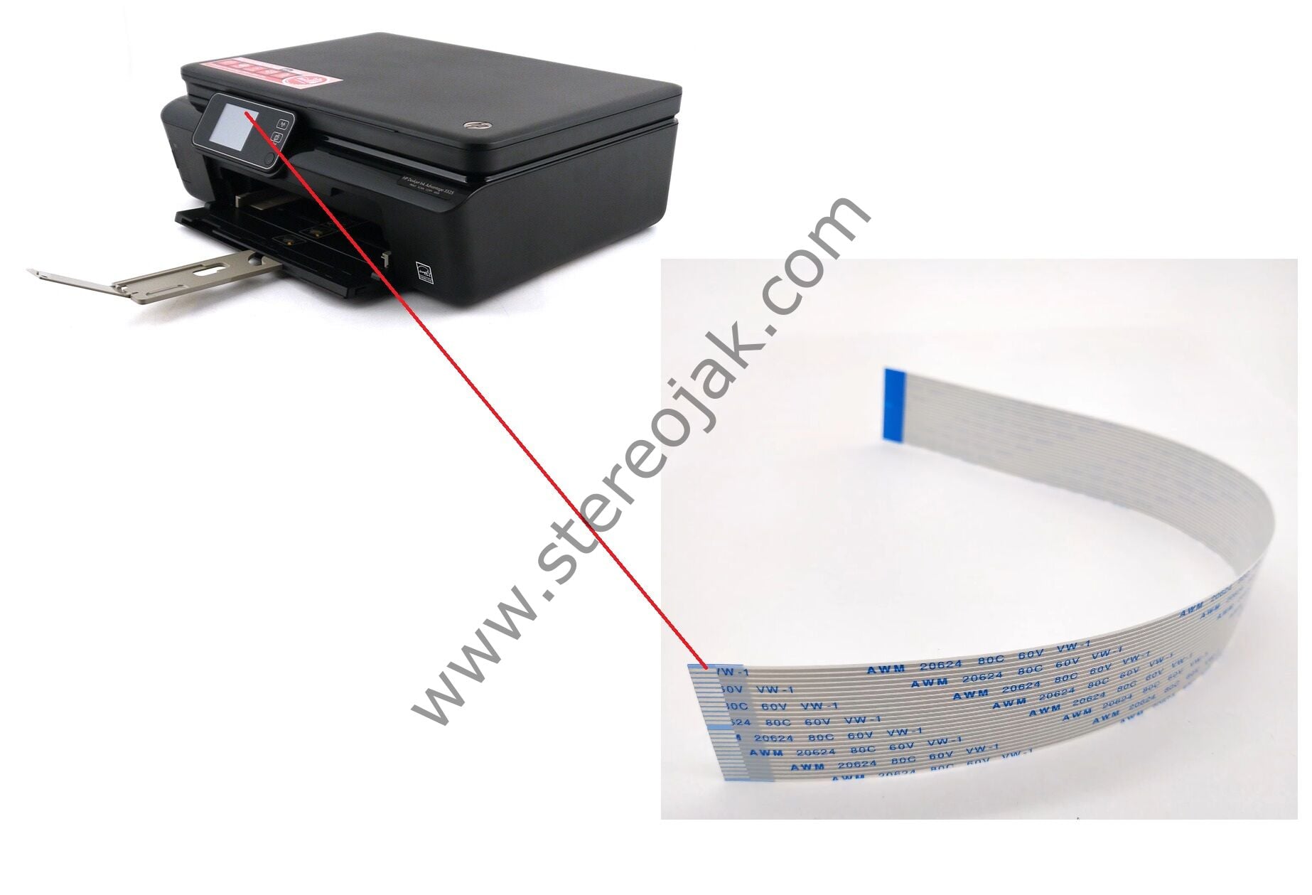 HP Deskjet Ink Advantage 5525    Lcd Display e giden kablo    (  HP PHOTOSMART 5520 5510 5525 )       WINXIN E230343 AWM 2896 80 C