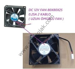 ORION MODEL OD8025-12HB   DC 12V FAN   80X80X25   0.25A 2 KABLO   3010 RPM ( UZUN ÖMÜRLÜ MUADİL FAN )