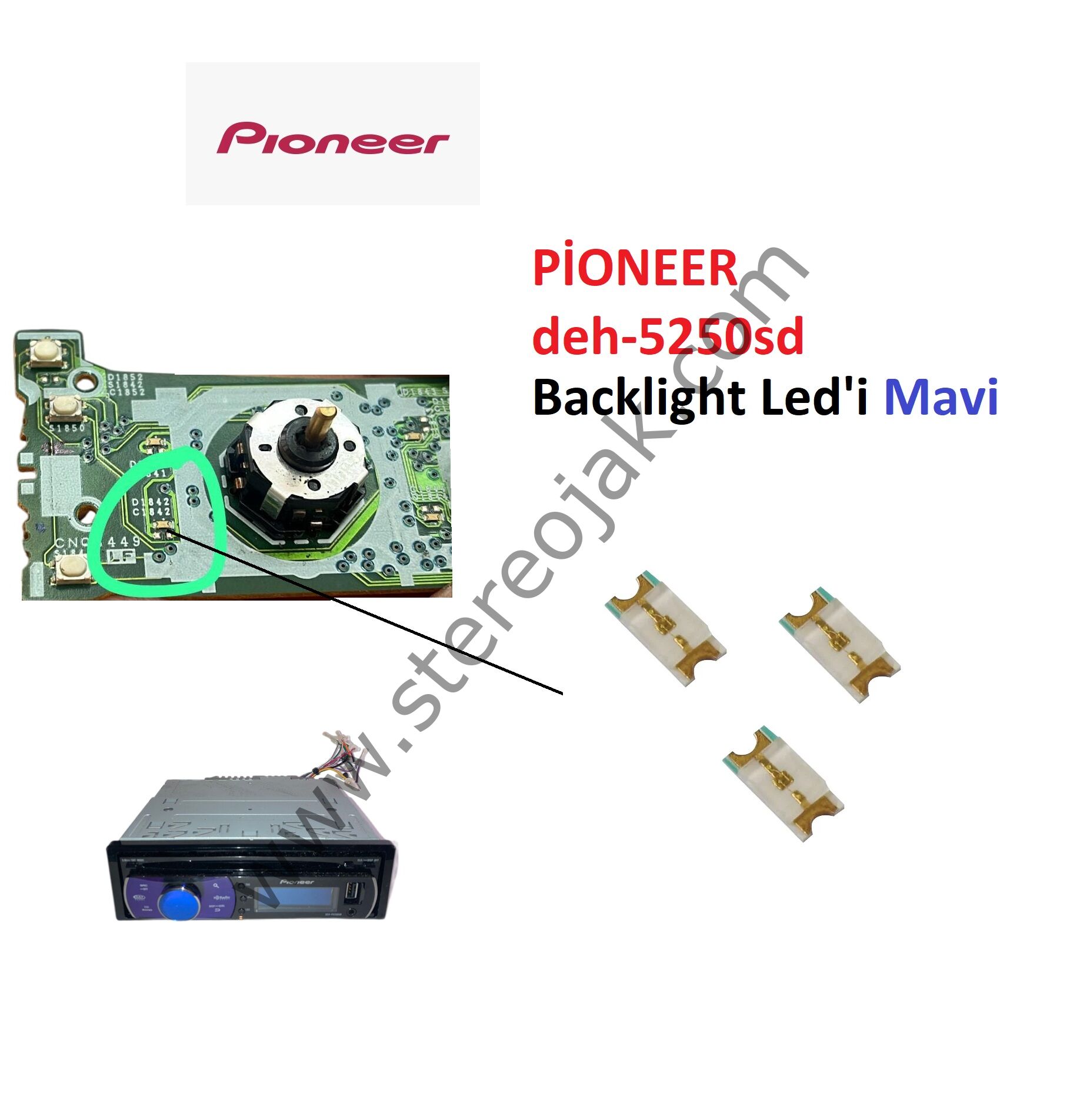 PIONEER DEH-5250SD , Backlight Tuş Ledi ( 25 Adet Led ).( Cihaz Orjinali Mavidir. Farklı Renk isterseniz Seçeneklerden Seçebilirisiz )