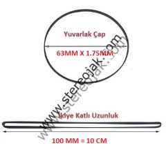 YUV 63X1.75MM ÇAP : 63MM X 1.75MM , İkiye Katlı 100MM Lastik