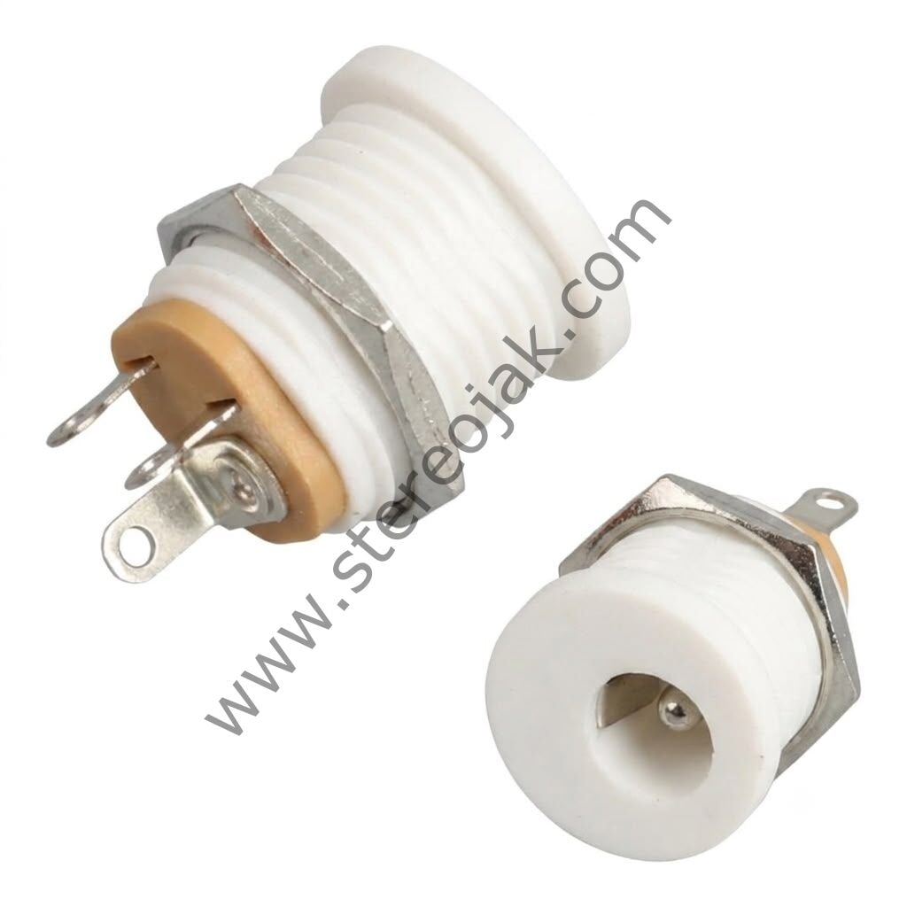 2.1MM DC Jak Şase - BEYAZ Renk 3 Bacak - Standart Jak Yuvası