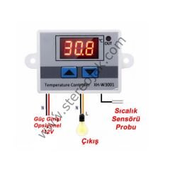 12V Xh-W3001 Dijital Termostat
